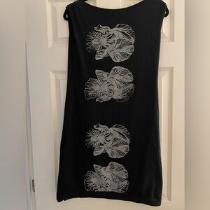 Canadian designed and made black silkscreen iris tunic dress size M by Lilikoi